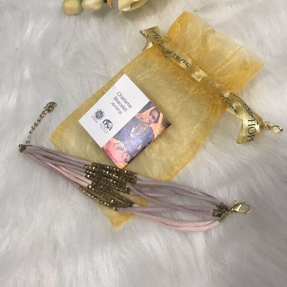 Trades of Hope‎ Pink Lavender Suede Gold Bead Bracelet NWT - Picture 6 of 8